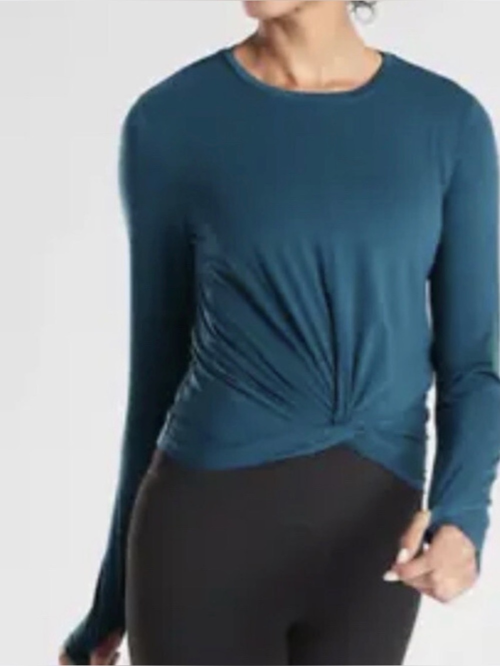 Zobha teal twisted front long-sleeve activewear top Sz Lg